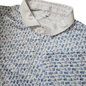 Grayson Dunn Golf Polo Shirt Mens XL Tiki Drink All Over Print White Performance